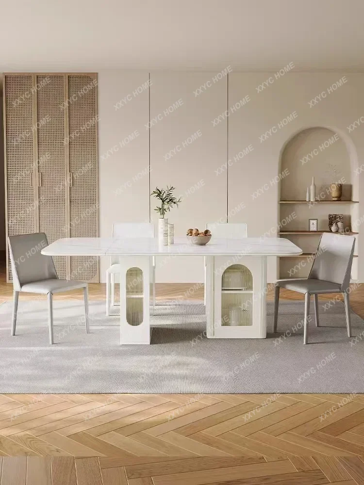 LJYFoldable rock slab dining table Cream style Modern simple retractable household dining table Light luxury
LJYFoldable rock slab dining table Cream style Modern simple retractable household dining table Light luxury