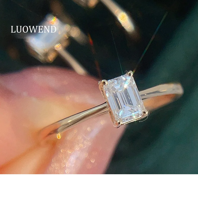 LUOWEND 100% 18K Yellow Gold Rings Fashion Emerald Cut Shape 0.30carat Real Natural Diamond Engagement Ring High Women's Jewelry
LUOWEND 100% 18K Yellow Gold Rings Fashion Emerald Cut Shape 0.30carat Real Natural Diamond Engagement Ring High Women's Jewelry