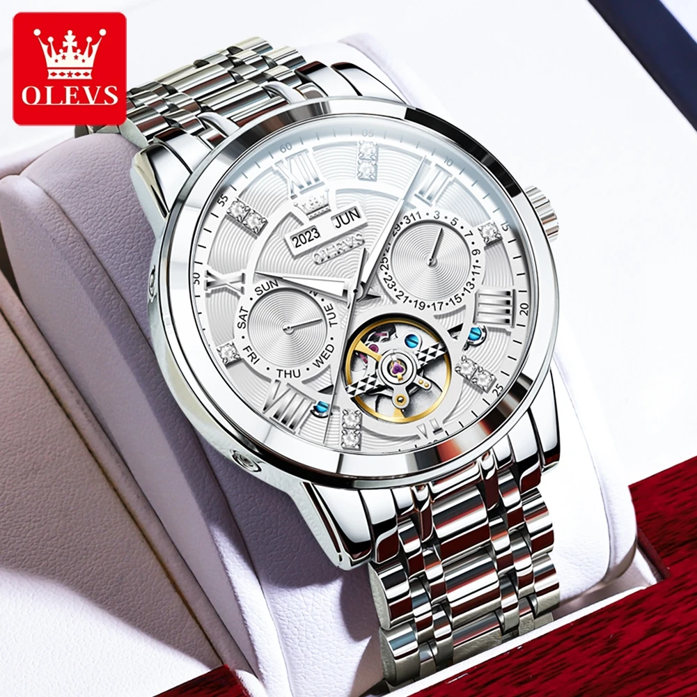 OLEVS 6701 Original Men's Watches Date Week Stainless Steel Hollow Flywheel Automatic Men's Mechanical Wristwatch
OLEVS 6701 Original Men's Watches Date Week Stainless Steel Hollow Flywheel Automatic Men's Mechanical Wristwatch