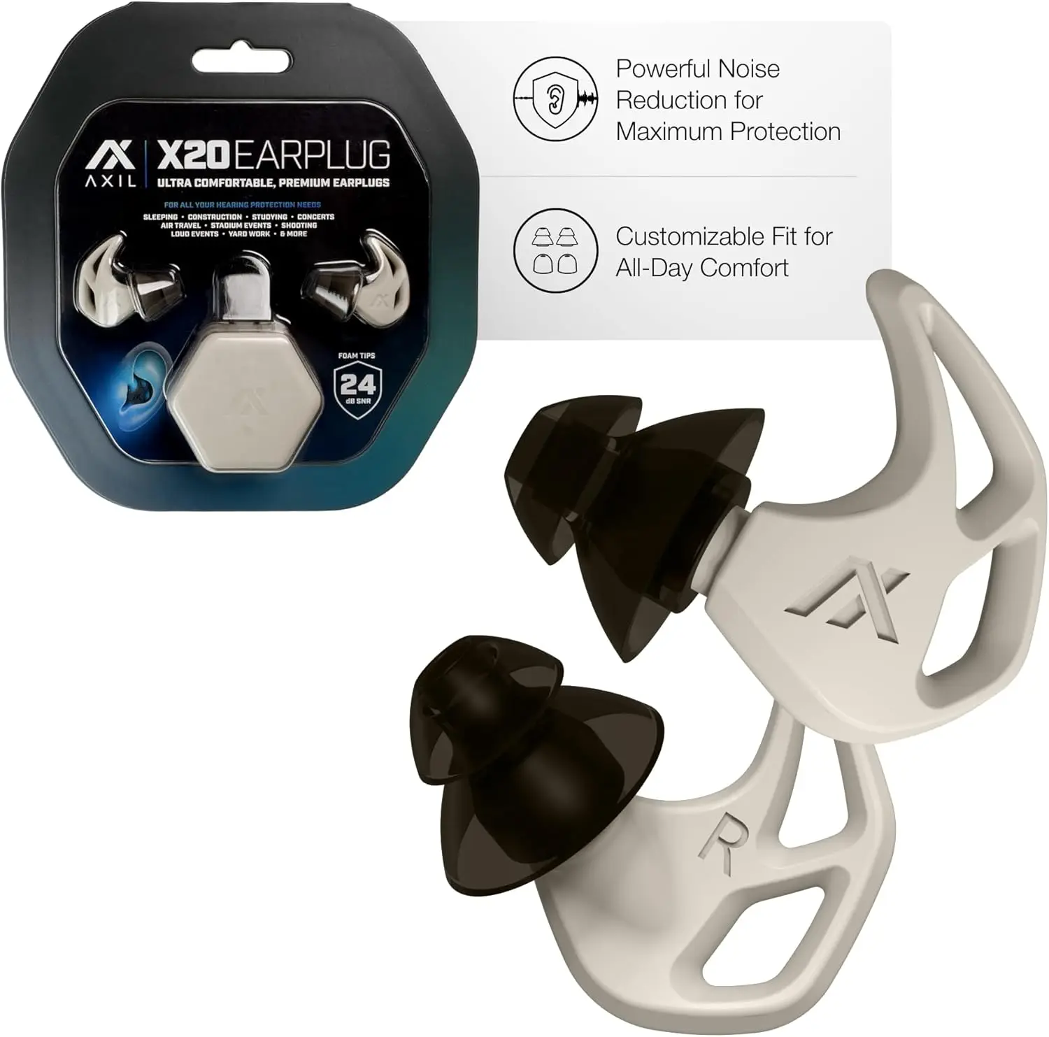 Noise Reduction Ear Plugs 24dB Reusable Foam & Silicone for Sleeping Concerts Sports with Carrying Case
Noise Reduction Ear Plugs 24dB Reusable Foam & Silicone for Sleeping Concerts Sports with Carrying Case
