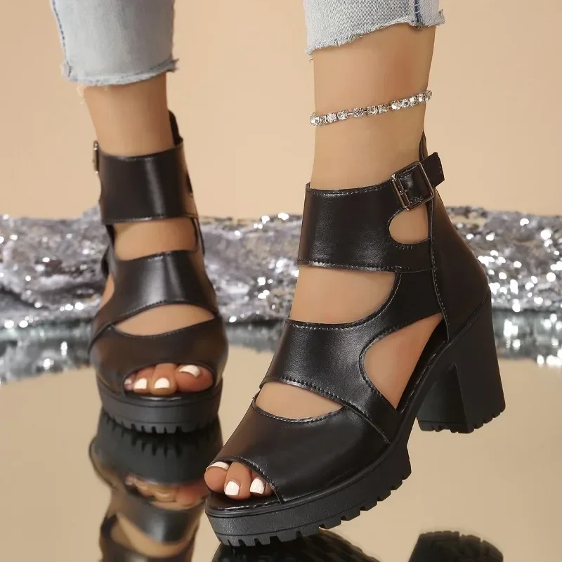 2025 Summer Women's Peep Toe Sandals Platform Buckle Chunky Heels Back Zip Sandals for Plus Size Fashion Retro Daily Dress Shoes
2025 Summer Women's Peep Toe Sandals Platform Buckle Chunky Heels Back Zip Sandals for Plus Size Fashion Retro Daily Dress Shoes