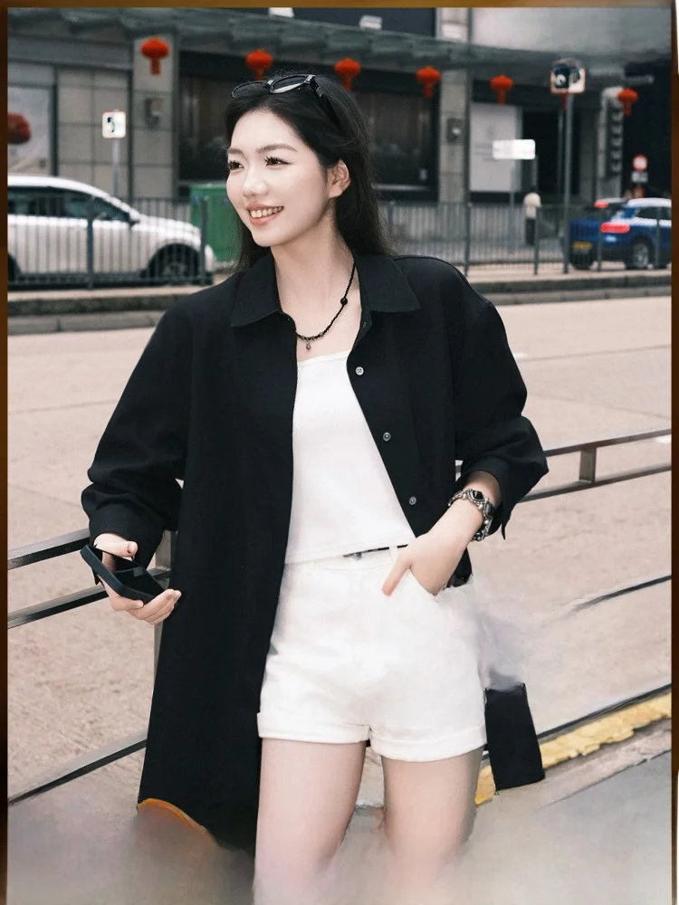 Silver Bean Shirt Fine Spun Twill Collar Metal Button Long Sleeve Women's Casual Shirt Polyester Fiber Regular Length Pure Color
Silver Bean Shirt Fine Spun Twill Collar Metal Button Long Sleeve Women's Casual Shirt Polyester Fiber Regular Length Pure Color