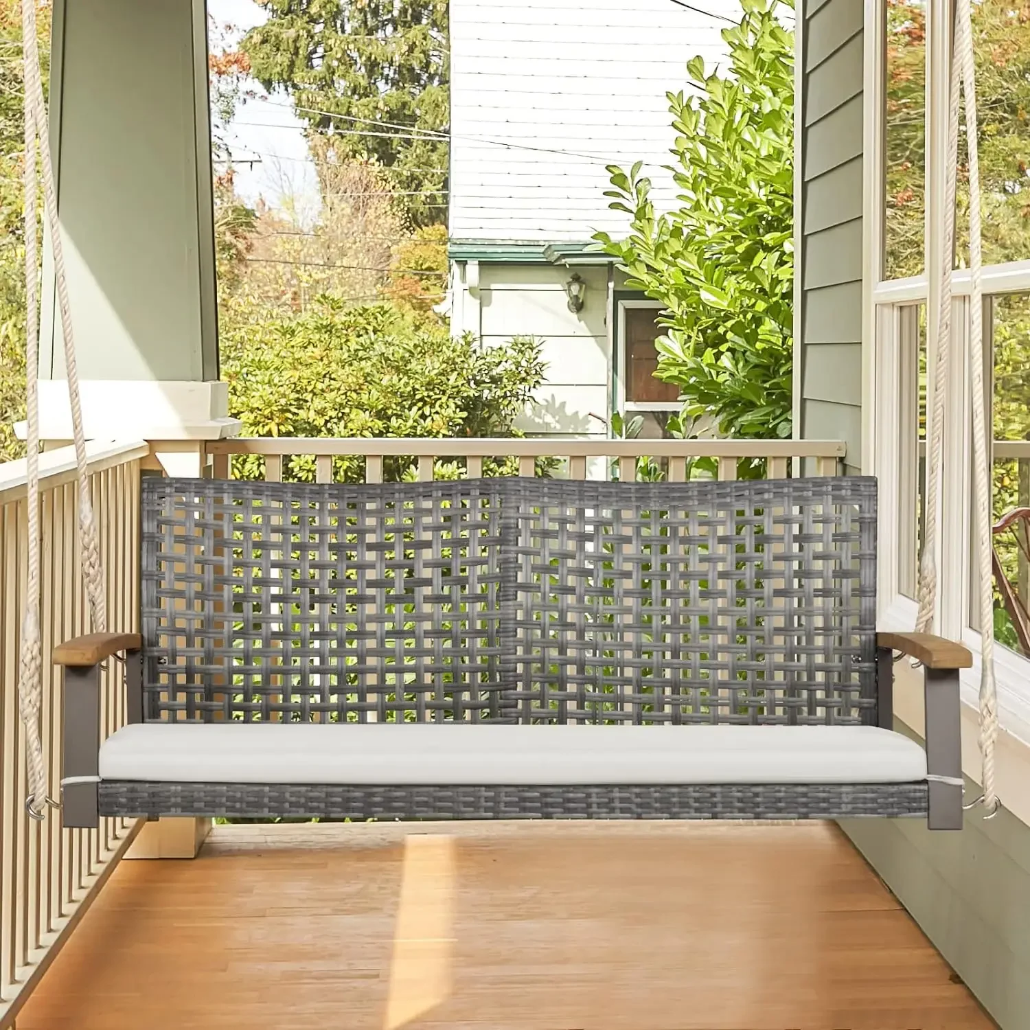 2-Person Outdoor Porch Swing with 118"Hanging Ropes,Hanging Swing Bench with Soft Seat Cushion & 800 Lbs Weight Capacity
2-Person Outdoor Porch Swing with 118"Hanging Ropes,Hanging Swing Bench with Soft Seat Cushion & 800 Lbs Weight Capacity