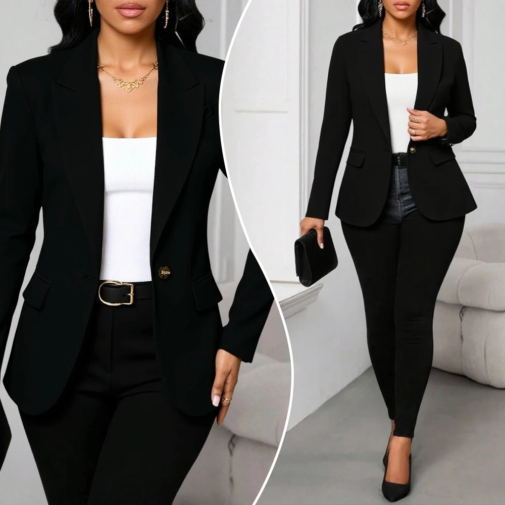 2025 Winter Office Attire Women's Modern Plain Long Sleeve Notched Lapel Single Breasted Flap Pocket Blazer
2025 Winter Office Attire Women's Modern Plain Long Sleeve Notched Lapel Single Breasted Flap Pocket Blazer