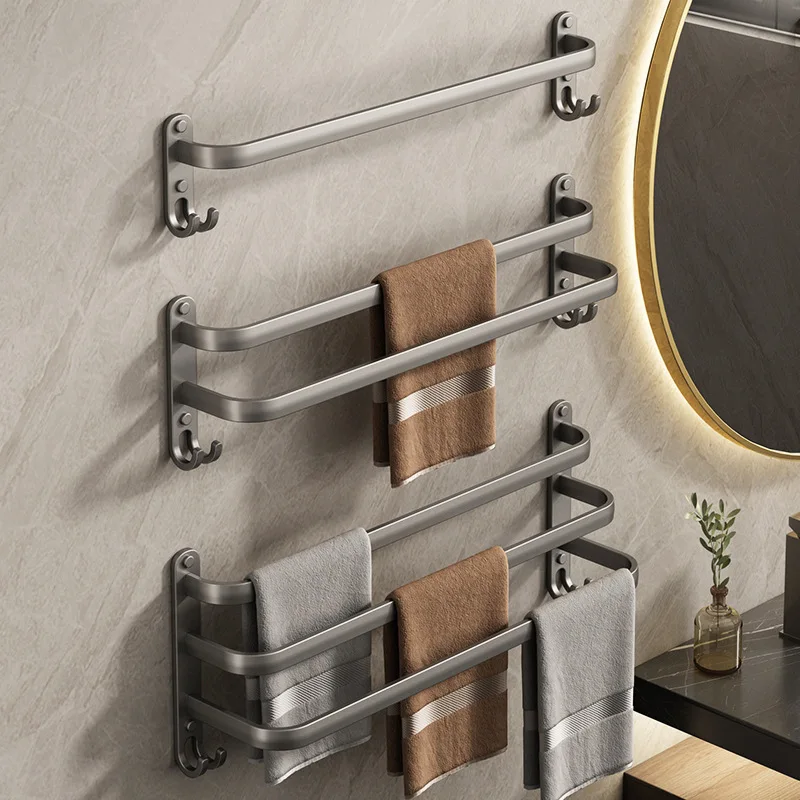 Bathroom Space Aluminum No Drill Wall Mounted Towel Rack Single Bar Hanger Kitchen Storage Shelf
Bathroom Space Aluminum No Drill Wall Mounted Towel Rack Single Bar Hanger Kitchen Storage Shelf