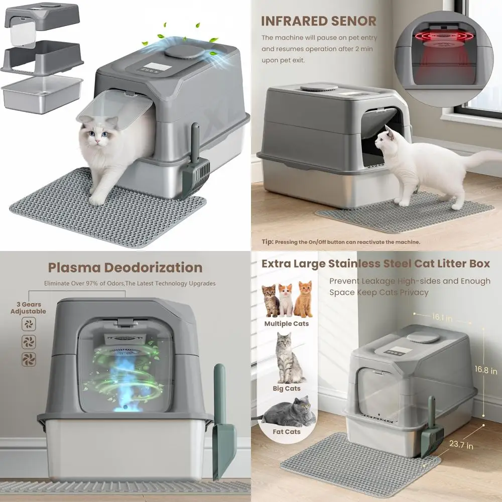 Очень большой лоток из нержавеющей стали с инфракрасным датчиком и крышкой для больших кошек - плазменная дезодорирующая функция
Очень большой лоток из нержавеющей стали с инфракрасным датчиком и крышкой для больших кошек - плазменная дезодорирующая функция