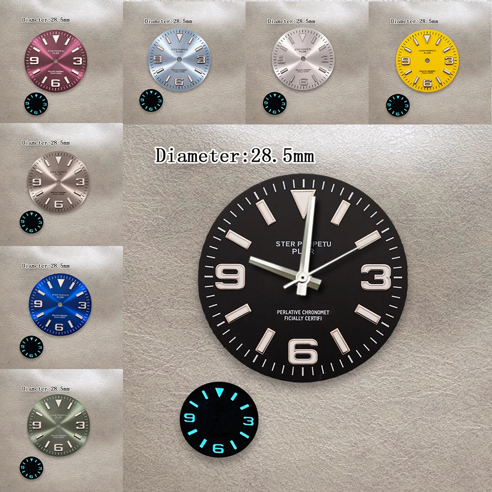 28.5mm S Logo E-xplorer New Black NH35 Dial Fit NH36/4R Movement Ice Blue Luminous High Quality Watch Modification Accessories
28.5mm S Logo E-xplorer New Black NH35 Dial Fit NH36/4R Movement Ice Blue Luminous High Quality Watch Modification Accessories