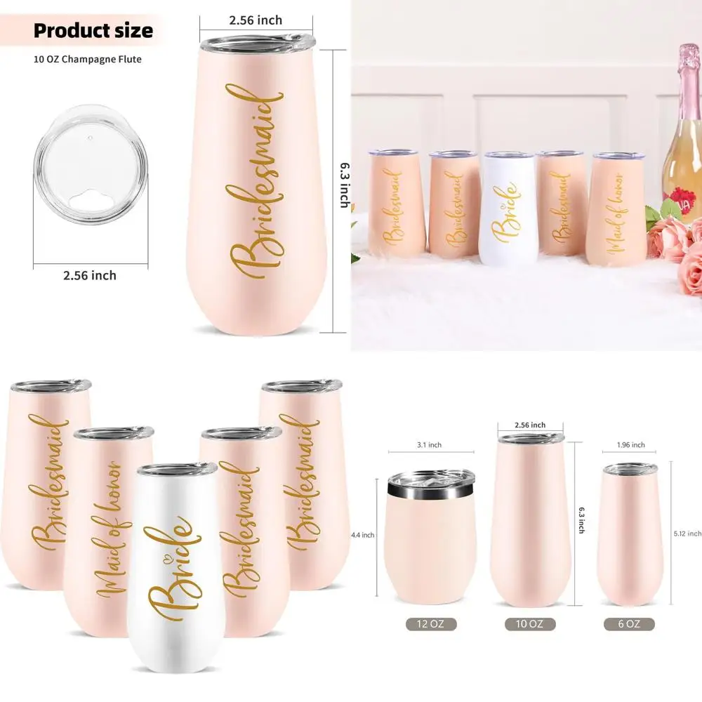 Набор из 5 фужеров для шампанского для подружек невесты, для девичника и вечеринки перед свадьбой, 10 унций, из нержавеющей стали
Набор из 5 фужеров для шампанского для подружек невесты, для девичника и вечеринки перед свадьбой, 10 унций, из нержавеющей стали