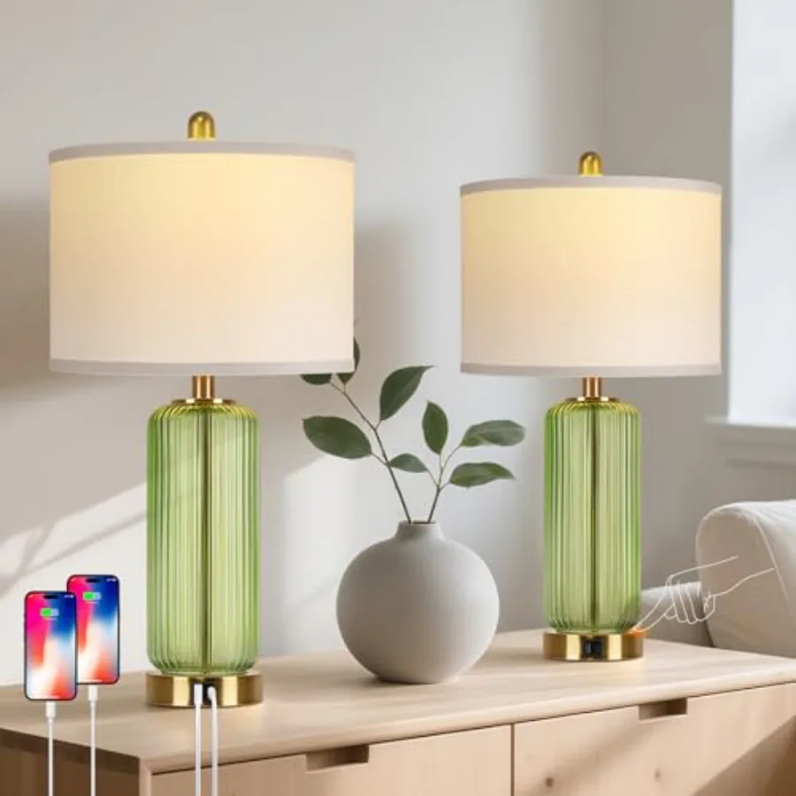Table Lamps Set of 2 with Touch Control, 3-Way Dimmable Nightstand Lamp with Vertical Grained Glass, 27" Modern Glass Bedside L
Table Lamps Set of 2 with Touch Control, 3-Way Dimmable Nightstand Lamp with Vertical Grained Glass, 27" Modern Glass Bedside L
