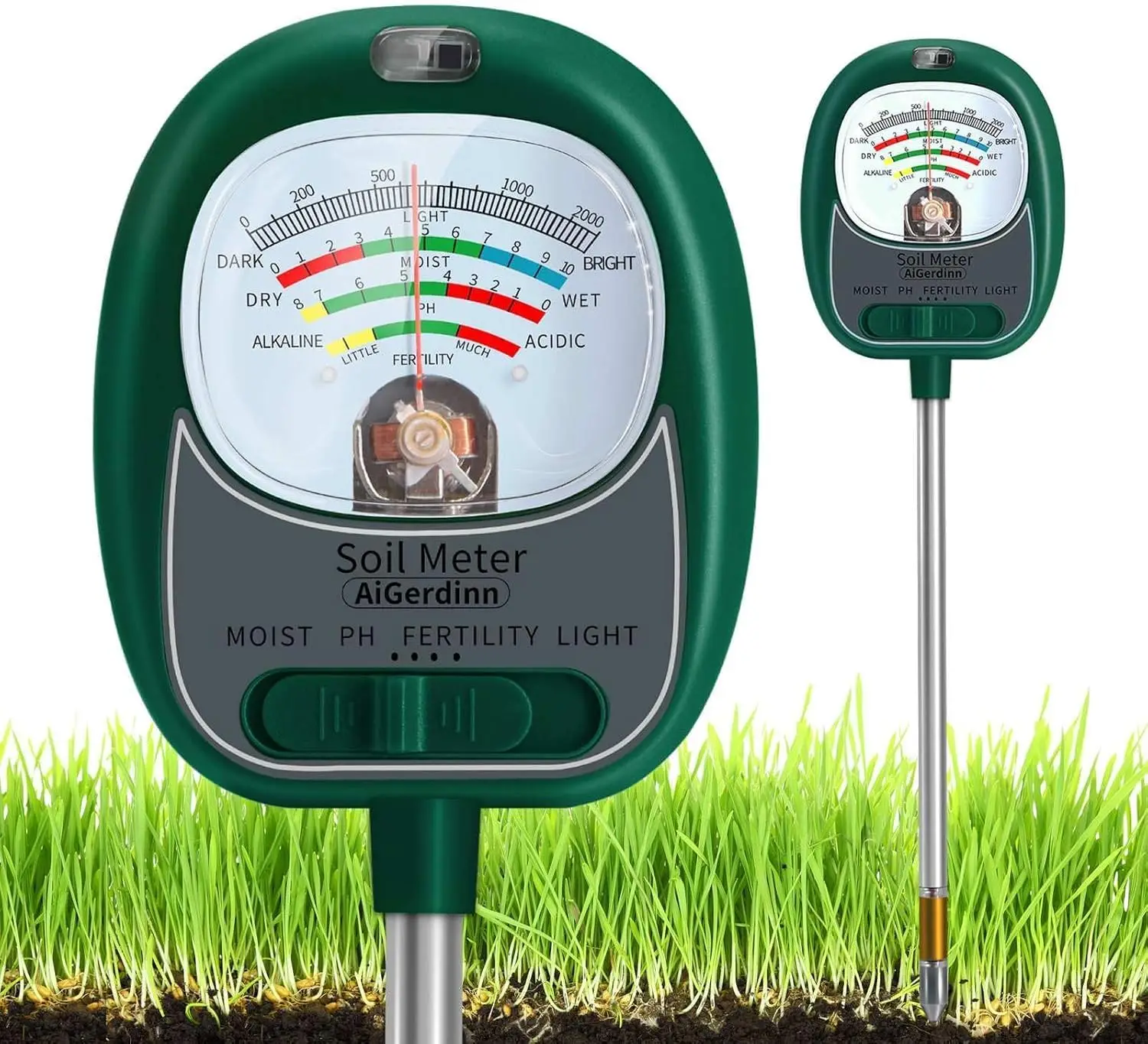 4-in-1 Soil Tester: pH, Moisture, Fertility, Sunlight - No Battery Needed, Large Dial for Easy Reading, Indoor/Outdoor Use
4-in-1 Soil Tester: pH, Moisture, Fertility, Sunlight - No Battery Needed, Large Dial for Easy Reading, Indoor/Outdoor Use