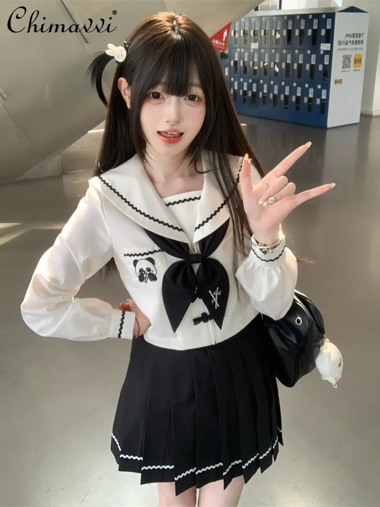 Original Cute Long-sleeved Jk Uniform Skirt Sets Autumn Fashion College Style Japanese Sailor Suit Buckle Top Skirt Two-piece
Original Cute Long-sleeved Jk Uniform Skirt Sets Autumn Fashion College Style Japanese Sailor Suit Buckle Top Skirt Two-piece