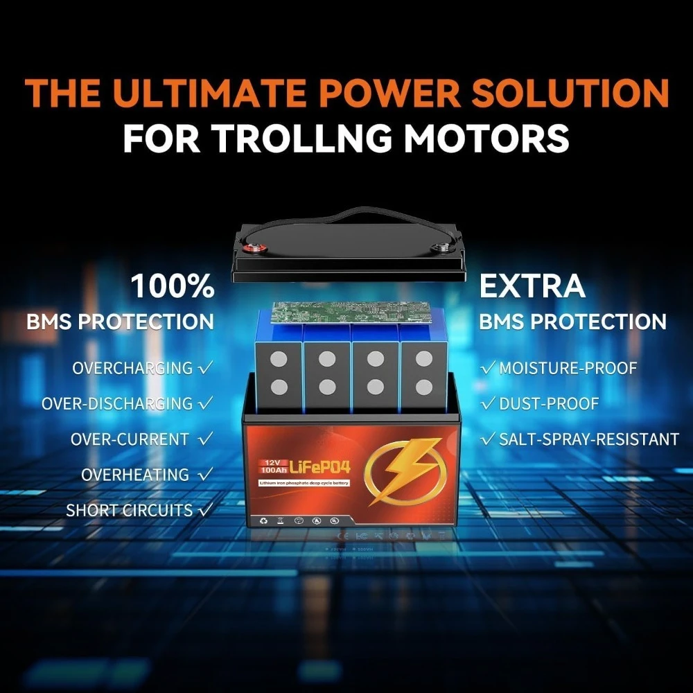 12V 100Ah lithium battery with Bluetooth for trolling motor, RV, Comping, Marine, Solar, Off-Grid, Lifepo4 Battery Deep Cycles
12V 100Ah lithium battery with Bluetooth for trolling motor, RV, Comping, Marine, Solar, Off-Grid, Lifepo4 Battery Deep Cycles