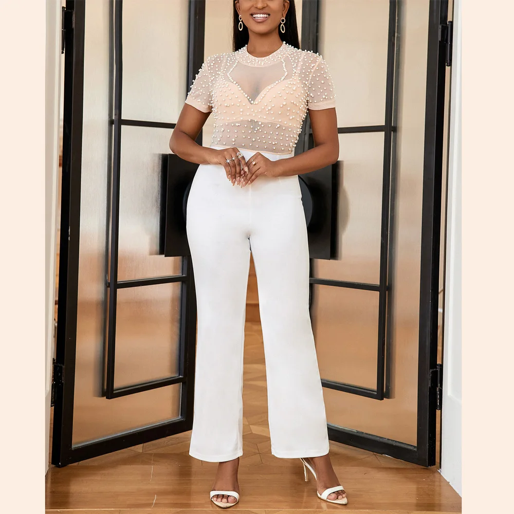 Luxury Jumpsuits & Rompers Women Beaded Round Neck Short Sleeve High Waisted Elegant Birthday Party Dinner Outfits Overalls 2023
Luxury Jumpsuits & Rompers Women Beaded Round Neck Short Sleeve High Waisted Elegant Birthday Party Dinner Outfits Overalls 2023