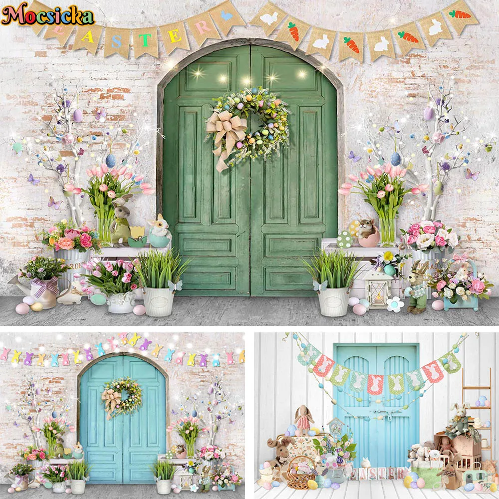 Easter Bunny Photography Backdrop Blue Door Green Plants Flower Brick Wall Rabbit Decor Kids Birthday Photo Background Studio
Easter Bunny Photography Backdrop Blue Door Green Plants Flower Brick Wall Rabbit Decor Kids Birthday Photo Background Studio