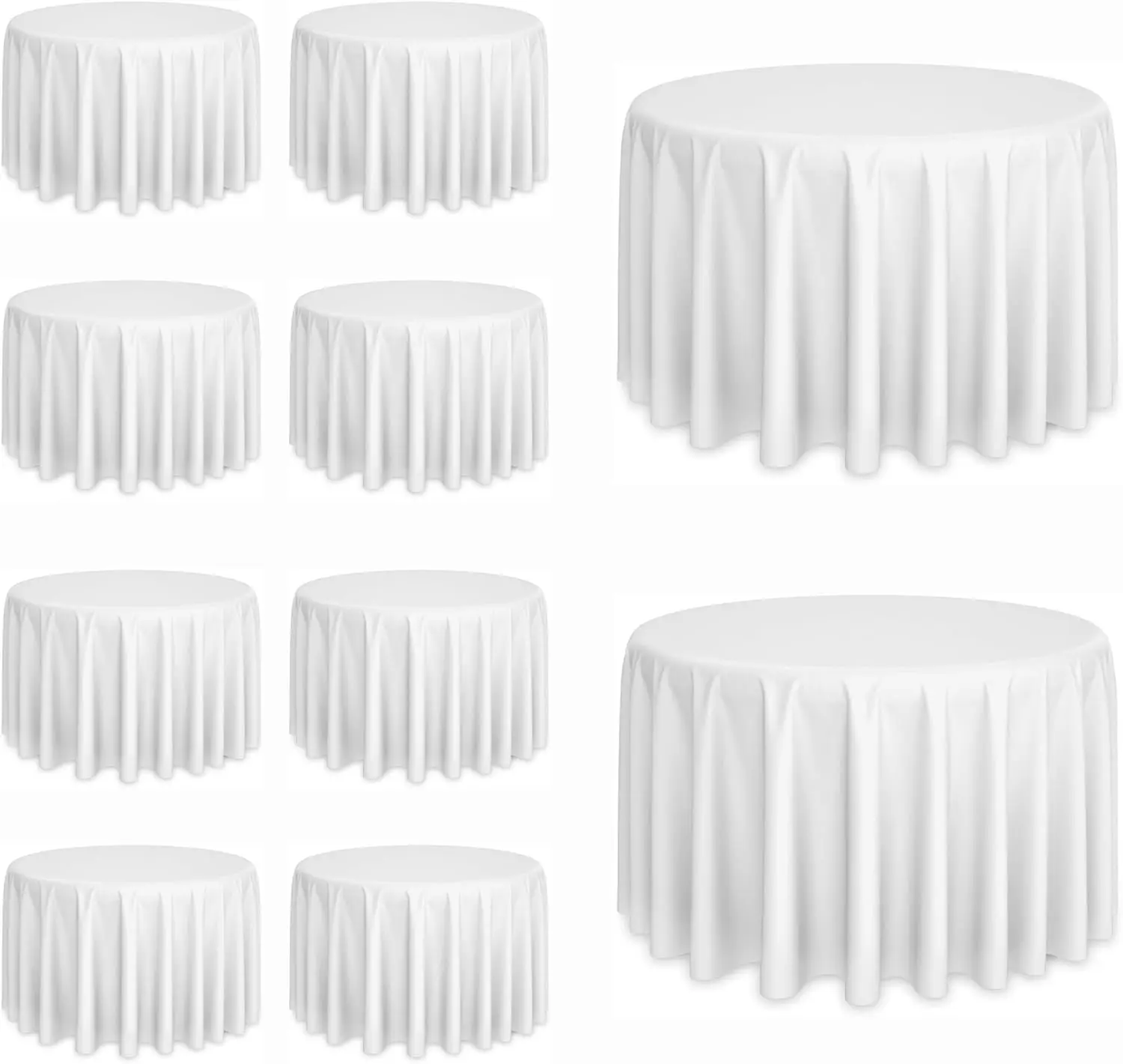 10 Pack White Round Tablecloths, 120 Inch Stain Resistant and Wrinkle Round Table Clothes, Washable Polyester Table 
10 Pack White Round Tablecloths, 120 Inch Stain Resistant and Wrinkle Round Table Clothes, Washable Polyester Table