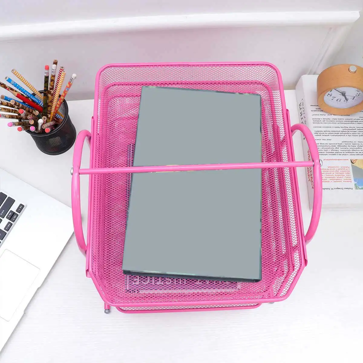 1Pcs 4-Section Desktop File Stand Document Storage Rack Organizer for Office Home Study Keep Files Visible Within Reach File