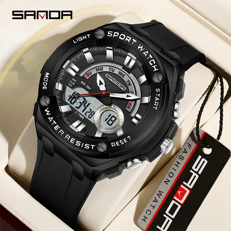 SANDA New Hot LED Digital Multifunctional Men's Electronic Quartz Watch 5Bar Waterproof Night Light Alarm Clock Man Sports Watch
SANDA New Hot LED Digital Multifunctional Men's Electronic Quartz Watch 5Bar Waterproof Night Light Alarm Clock Man Sports Watch