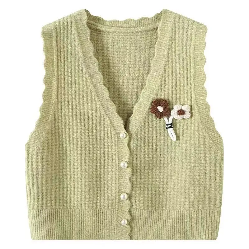 2025 Spring Autumn New Women Sweet Floral Knit Vest Lady Graceful Pearl Button Tank Sweater Cardigan V-Neck Tops Knitwear Female
2025 Spring Autumn New Women Sweet Floral Knit Vest Lady Graceful Pearl Button Tank Sweater Cardigan V-Neck Tops Knitwear Female