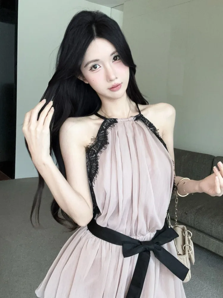 Elegant Slimming Summer Dress Women's Neck Hanging Sleeveless Short Skirt Knot Korean Style Fashionable Casual Wear
Elegant Slimming Summer Dress Women's Neck Hanging Sleeveless Short Skirt Knot Korean Style Fashionable Casual Wear