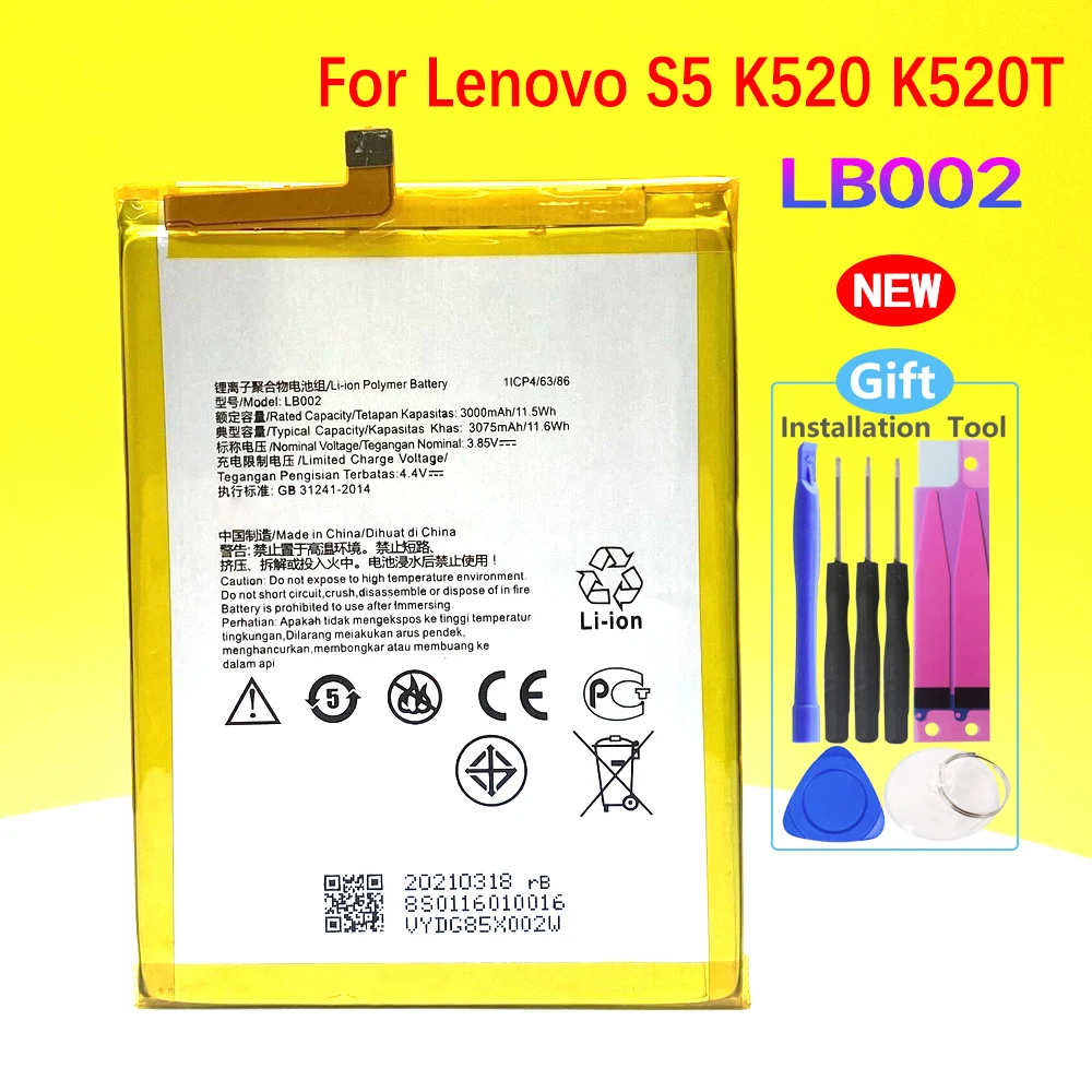 LB002 Battery For Lenovo S5 K520 K520T, Battery Capacity 3075mAh 11.6WH,100% New,High Quality,In Stock
LB002 Battery For Lenovo S5 K520 K520T, Battery Capacity 3075mAh 11.6WH,100% New,High Quality,In Stock