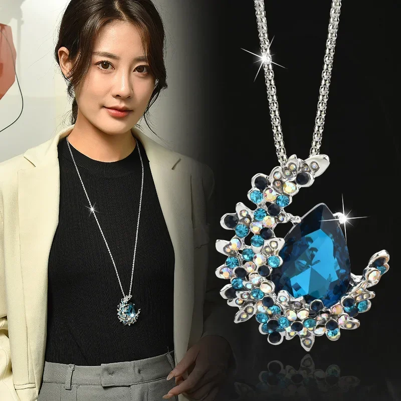 2025The moon sweater chain, a girl's elegant crystal water drop pendant, long necklace is fashionable, versatile and trendy 01
2025The moon sweater chain, a girl's elegant crystal water drop pendant, long necklace is fashionable, versatile and trendy 01