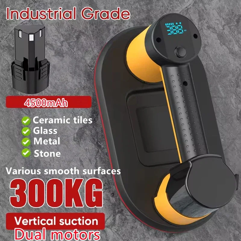 Dual Motor Electric Suction Cup 300KG Load Capacity Heavy-duty Suction Lifter for Granite Ceramic TilesGlass 4500mAH Batter
Dual Motor Electric Suction Cup 300KG Load Capacity Heavy-duty Suction Lifter for Granite Ceramic TilesGlass 4500mAH Batter