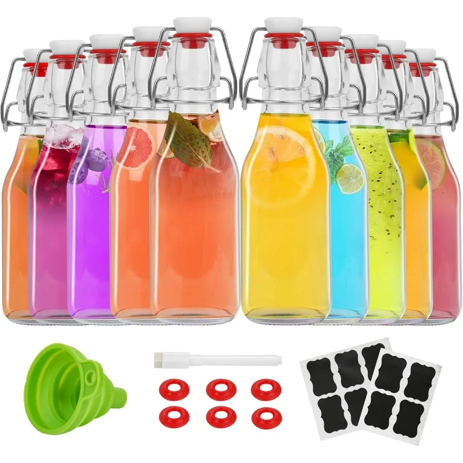 10 Pack Swing Top Glass Bottles 8.5 oz with Flip Top Closure for Fermentation and Storage of Kombucha Homemade Beverages Kefir 
10 Pack Swing Top Glass Bottles 8.5 oz with Flip Top Closure for Fermentation and Storage of Kombucha Homemade Beverages Kefir