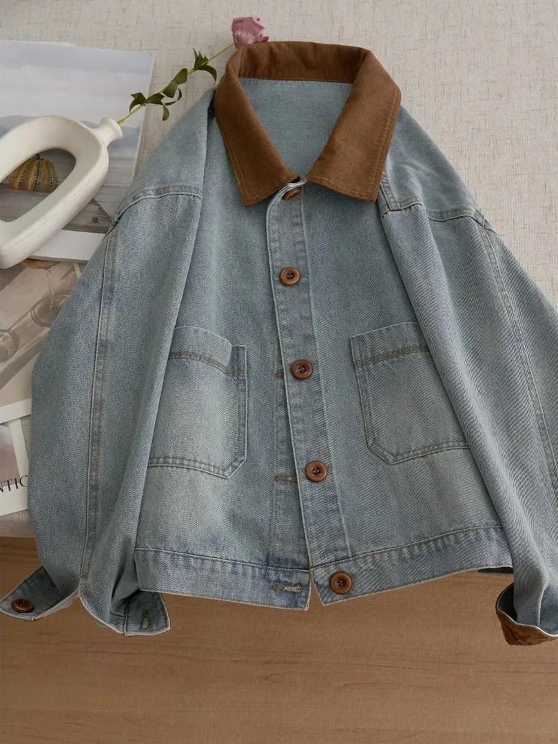 Джинсовая куртка унисекс больших размеров с контрастным воротником в американском стиле, осенне-зимняя, свободного кроя, с вельветовыми вставками, повседневная верхняя одежда
Джинсовая куртка унисекс больших размеров с контрастным воротником в американском стиле, осенне-зимняя, свободного кроя, с вельветовыми вставками, повседневная верхняя одежда