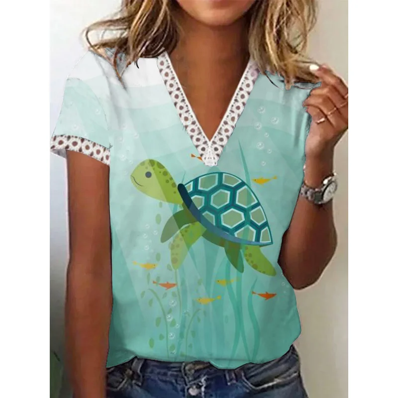 2024 Blusas Short Sleeve Lace Tops Women Summer V-Neck Casual Tshirt Women Print Tops T-Shirt Clothing Women Elegant New 25700
2024 Blusas Short Sleeve Lace Tops Women Summer V-Neck Casual Tshirt Women Print Tops T-Shirt Clothing Women Elegant New 25700