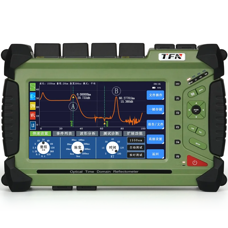 TFN F4 In Stock 1310/1550 35/33dB OTDR Fiber Tester VFL OPM Handhold OTDR Tester
TFN F4 In Stock 1310/1550 35/33dB OTDR Fiber Tester VFL OPM Handhold OTDR Tester