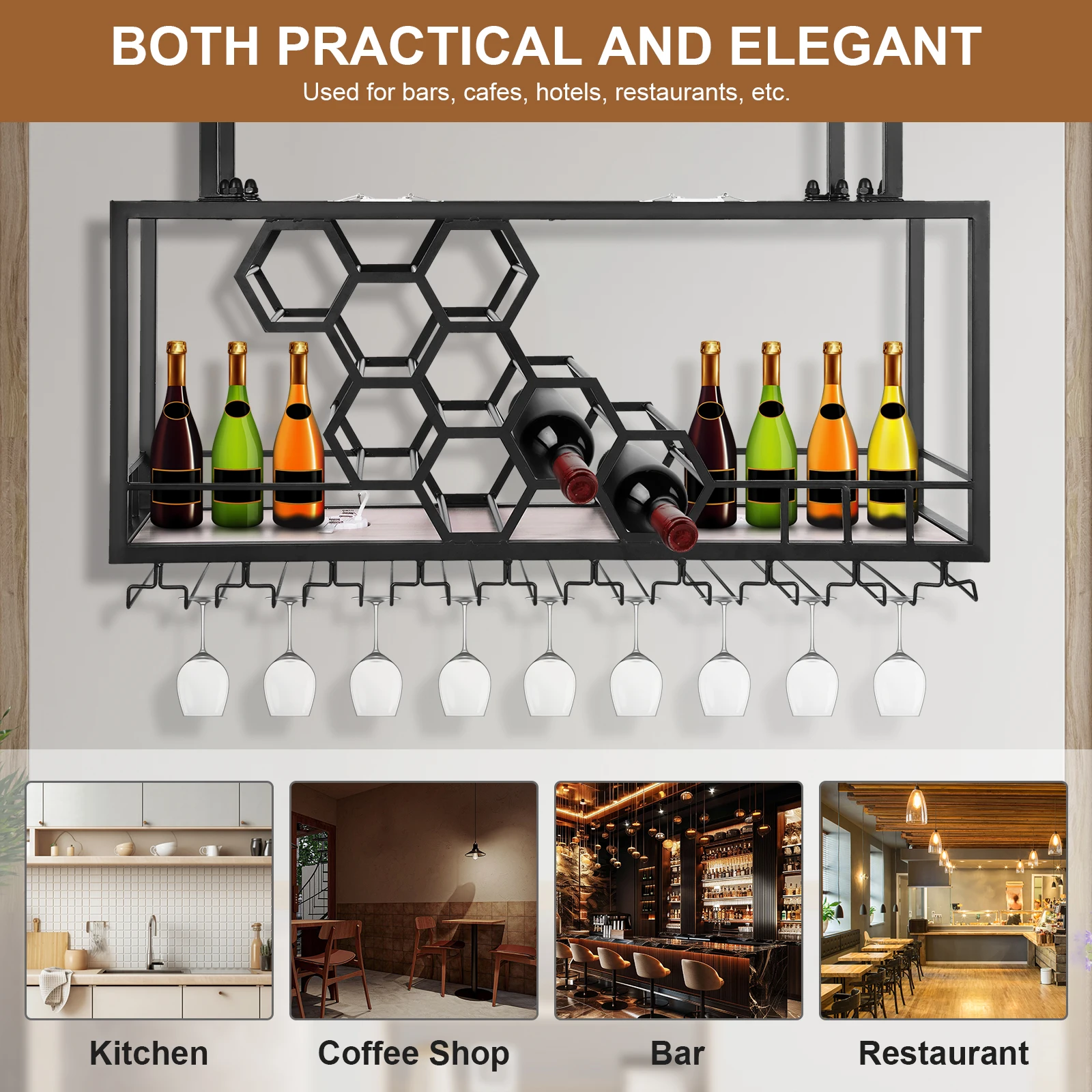 Metal Hanging Wine Rack Black with 8 Screws
Metal Hanging Wine Rack Black with 8 Screws