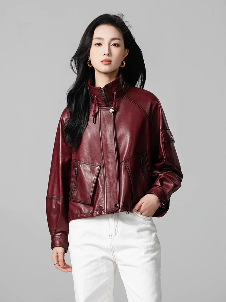Vintage Short Genuine Leather Motorcycle Jackets Women Spring Autumn High-end Simple Stand Collar Solid Soft Real Sheepskin Coat
Vintage Short Genuine Leather Motorcycle Jackets Women Spring Autumn High-end Simple Stand Collar Solid Soft Real Sheepskin Coat