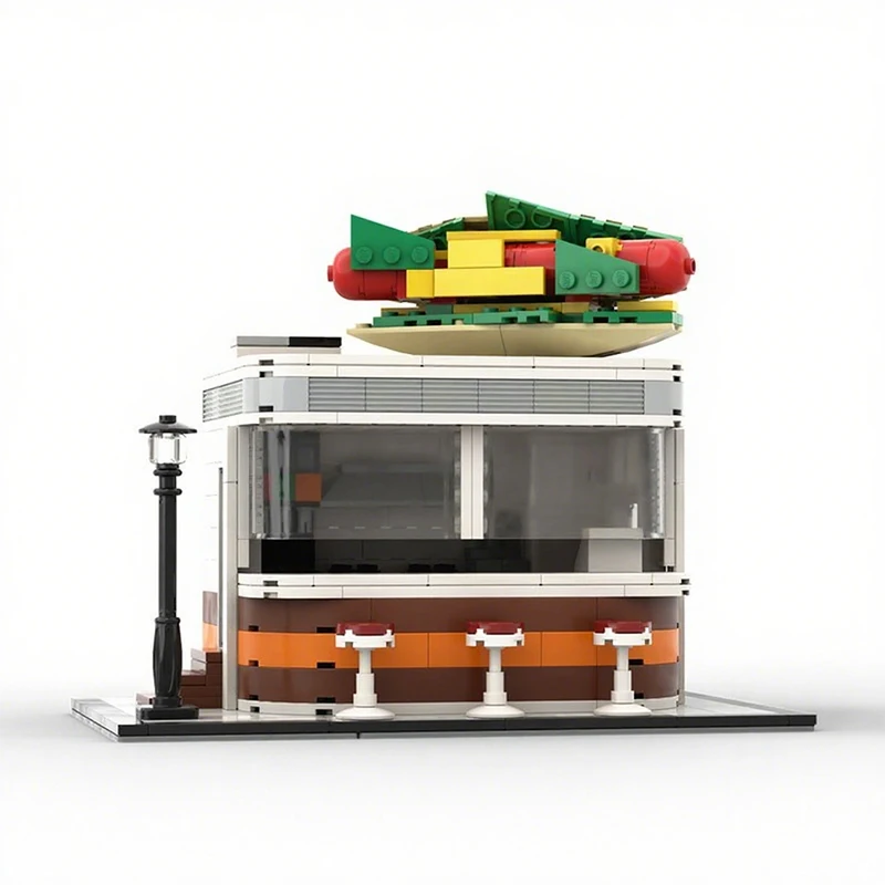470pcs MOC Modular Streetscape Hot Dog Shop Model Building Blocks Architecture Toys Christmas Gift Education DIY Creative Brick
470pcs MOC Modular Streetscape Hot Dog Shop Model Building Blocks Architecture Toys Christmas Gift Education DIY Creative Brick