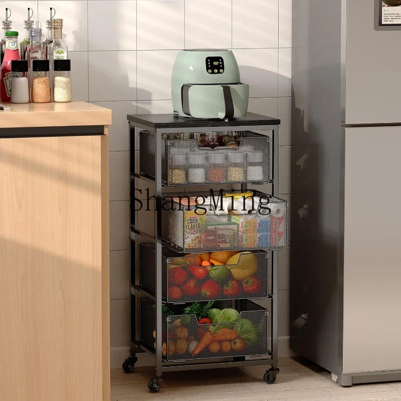 FG Household multi-function storage room 4-story vegetable and fruit storage truck on wheels Kitchen storage room with drawers
FG Household multi-function storage room 4-story vegetable and fruit storage truck on wheels Kitchen storage room with drawers
