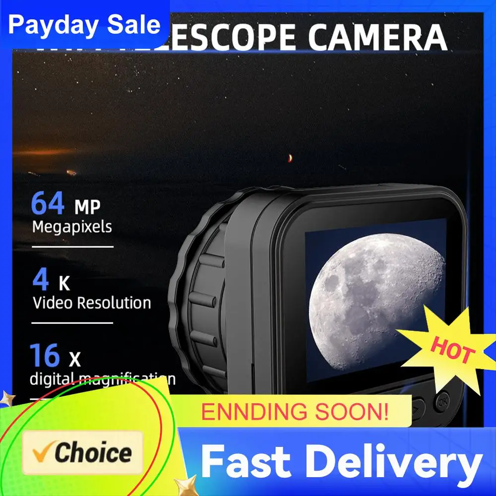 64MP 4K HD 2.4G WIFI Electronic Eyepiece Digital Camera with Flip Screen Wireless Telescope Eyepiece Portable Lightweight
64MP 4K HD 2.4G WIFI Electronic Eyepiece Digital Camera with Flip Screen Wireless Telescope Eyepiece Portable Lightweight