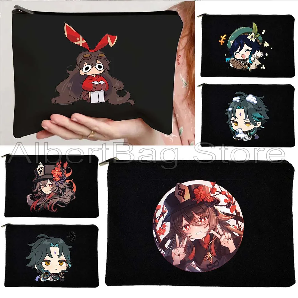 Kawaii Anime Genshin Impact Cosmetic Makeup Bag zhongli Hu Tao Chibi Xiao Venti Neuvillette Thomato Amber Diluc Gift Pencil Case
Kawaii Anime Genshin Impact Cosmetic Makeup Bag zhongli Hu Tao Chibi Xiao Venti Neuvillette Thomato Amber Diluc Gift Pencil Case