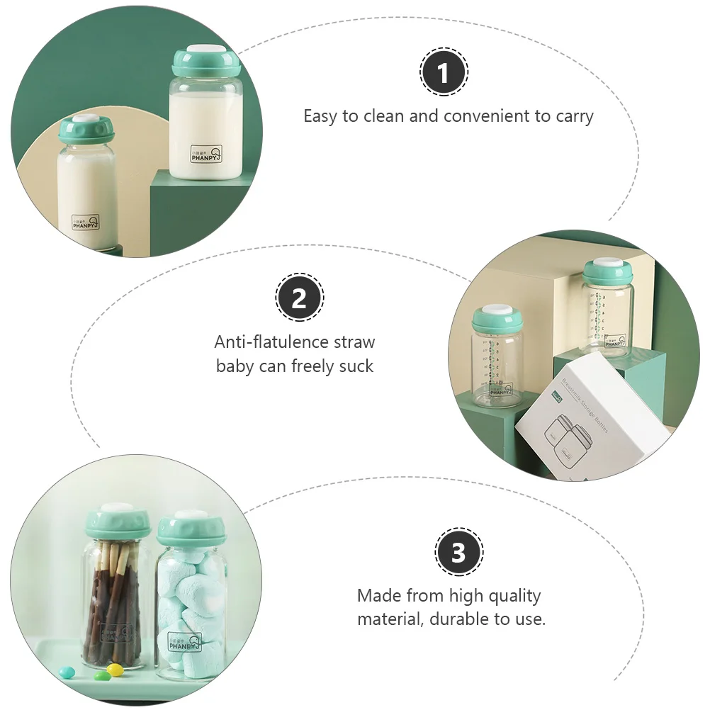 2 Pcs Breast Milk Storage Bottle Convenient Carry Nursing Wide Mouth Feeder for Baby Glass Size
2 Pcs Breast Milk Storage Bottle Convenient Carry Nursing Wide Mouth Feeder for Baby Glass Size