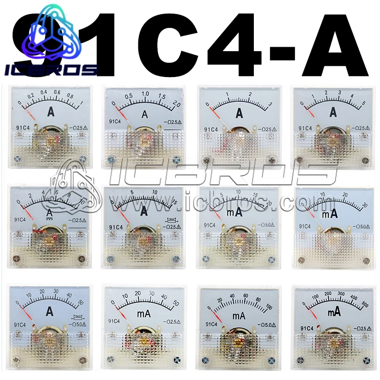 91C4 91C4-A Pointer Type DC Ammeter 1A 2A 3A 5A 10A 15A 20mA 30mA 50mA
91C4 91C4-A Pointer Type DC Ammeter 1A 2A 3A 5A 10A 15A 20mA 30mA 50mA