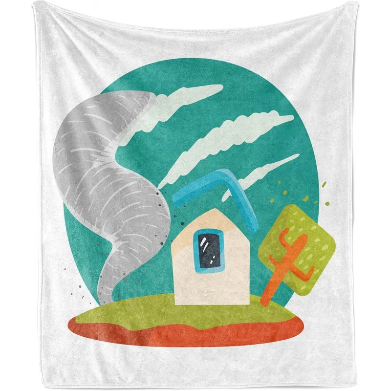 Tornado blanket, house trapped in tornado thunderstorm disaster cartoon design 60 inches x 50 inches
Tornado blanket, house trapped in tornado thunderstorm disaster cartoon design 60 inches x 50 inches
