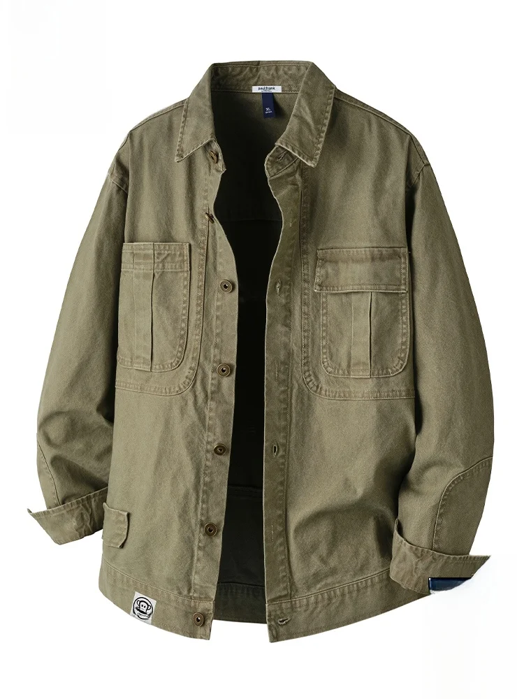 Мужская весенняя повседневная куртка свободного кроя в стиле рабочей одежды, с длинными рукавами, на пуговицах, из хлопка, молодежная модная модель
Мужская весенняя повседневная куртка свободного кроя в стиле рабочей одежды, с длинными рукавами, на пуговицах, из хлопка, молодежная модная модель