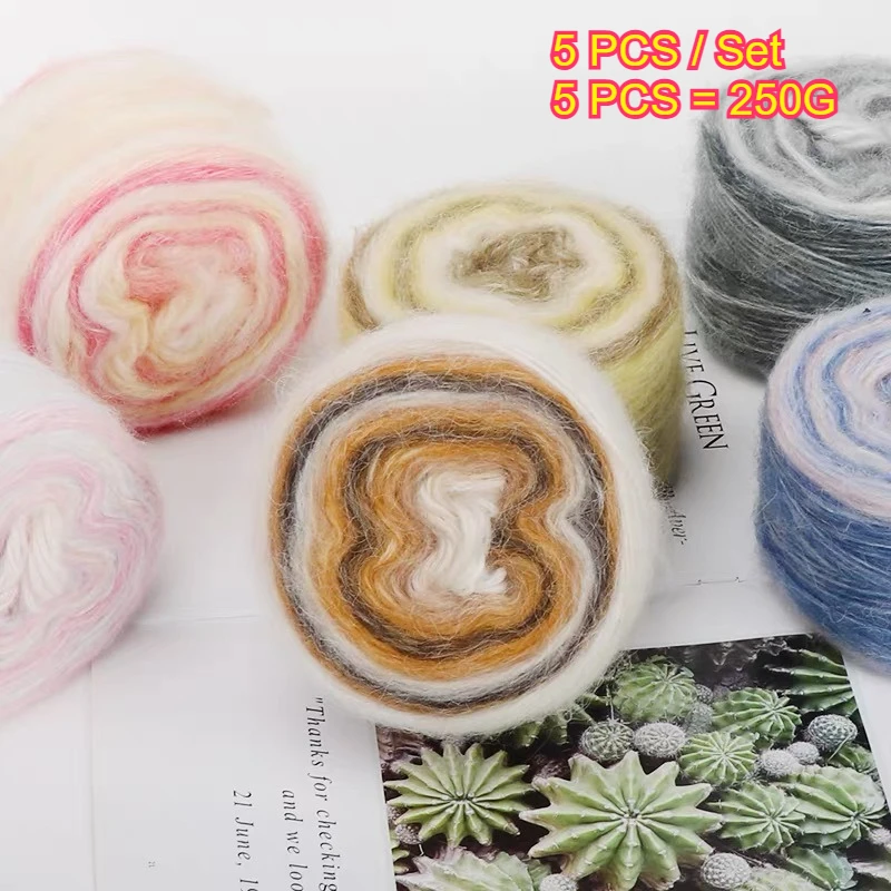 5PCS 250g Long Plush Mohair Yarn Gradient Colorful Knitting Yarn For DIY Sewing Crocheting Supplies Soft Cotton Blend Thread
5PCS 250g Long Plush Mohair Yarn Gradient Colorful Knitting Yarn For DIY Sewing Crocheting Supplies Soft Cotton Blend Thread