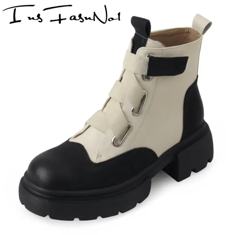 Punk Genuine Leather Mixed Colors Round Toe Back Zipper Women Ankle Motorcycle Boots Square Heels Fashion Concise Ladies Shoes
Punk Genuine Leather Mixed Colors Round Toe Back Zipper Women Ankle Motorcycle Boots Square Heels Fashion Concise Ladies Shoes