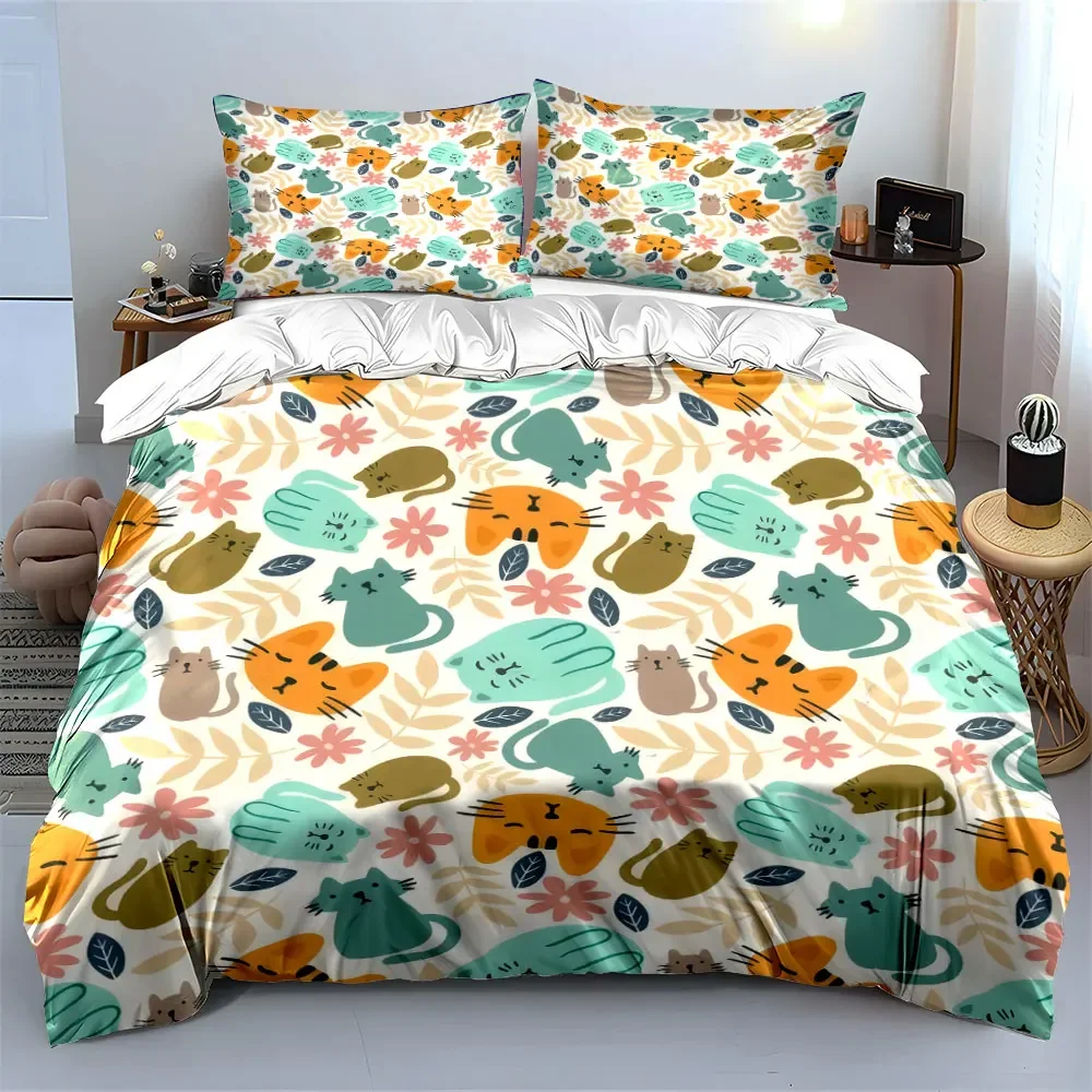 "Cartoon Cat Print Decor Set" Soft Comfortable Duvet Cover Bedding Set Included 1*Duvet Cover & 2*Pillowcases, gift
"Cartoon Cat Print Decor Set" Soft Comfortable Duvet Cover Bedding Set Included 1*Duvet Cover & 2*Pillowcases, gift