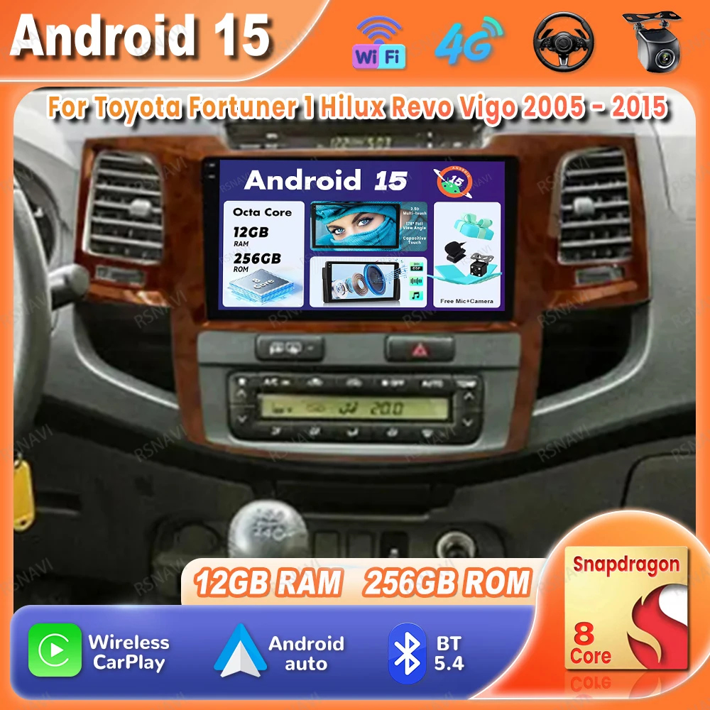 Car Radio Android 15 For Toyota Fortuner 1 Hilux Revo Vigo 2005 - 2015 5G WIFI Wireless Carplay Auto Stereo GPS BT Qualcomm DVD
Car Radio Android 15 For Toyota Fortuner 1 Hilux Revo Vigo 2005 - 2015 5G WIFI Wireless Carplay Auto Stereo GPS BT Qualcomm DVD