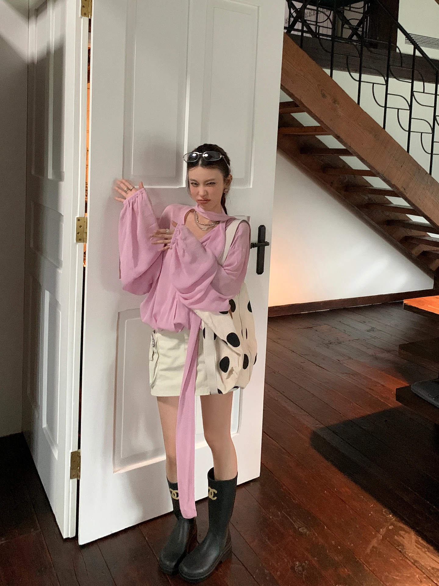 DULA Good Home Women's Early Autumn Lace irt with Sa Thin Chiffon Top Loose Fit Long Sve V-Ne Polyester Blend
DULA Good Home Women's Early Autumn Lace irt with Sa Thin Chiffon Top Loose Fit Long Sve V-Ne Polyester Blend