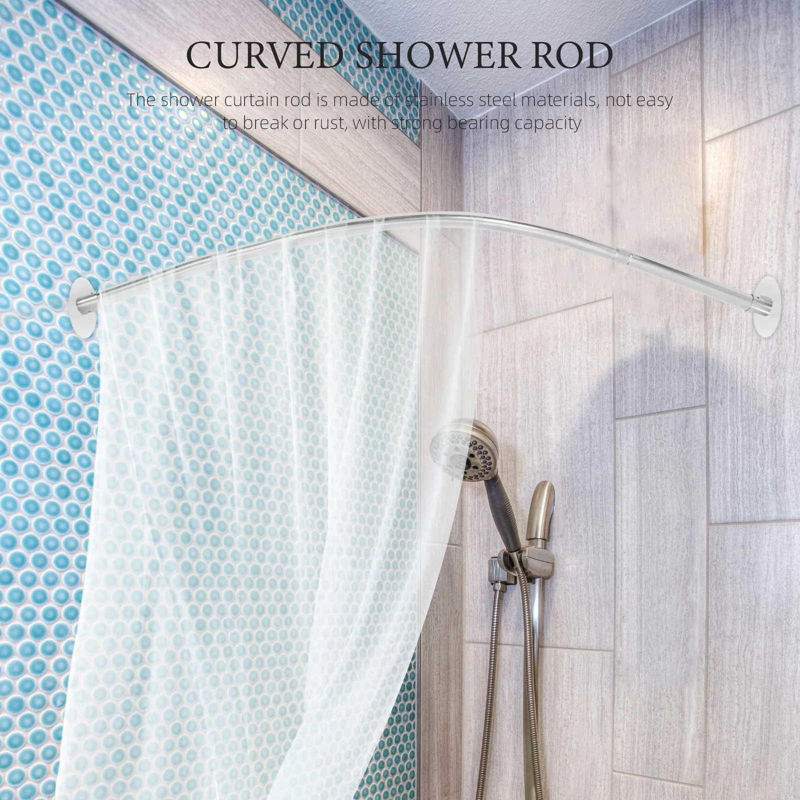 Telescopic Stainless Steel Shower Curtain Rod Tension Adjustable Curved Bathroom Window Curtain Rod No Drill Expandable Heavy
Telescopic Stainless Steel Shower Curtain Rod Tension Adjustable Curved Bathroom Window Curtain Rod No Drill Expandable Heavy