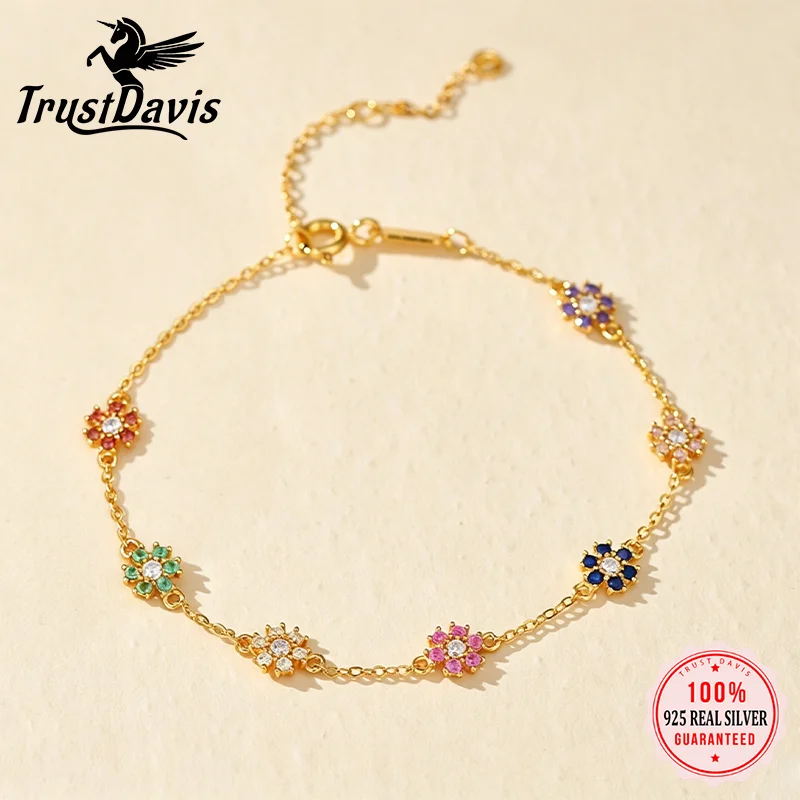 TrustDavis 925 Sterling Silver Women's Fashion Simple Colorful Flower Zircon Bracelet for Women Girls Jewelry Gift DS4451
TrustDavis 925 Sterling Silver Women's Fashion Simple Colorful Flower Zircon Bracelet for Women Girls Jewelry Gift DS4451
