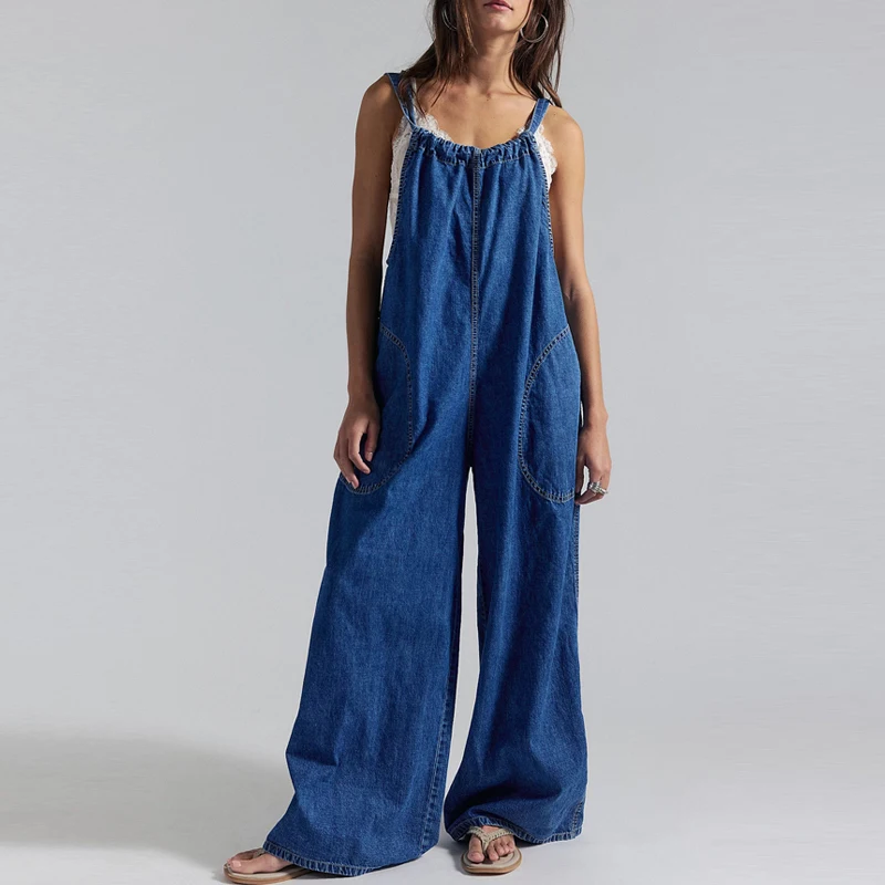 New Trendy Denim Sleeveless Tie Up Bodysuit Sexy Camisole Off Shoulder Loose Romper Casual Solid Backless Beach Holiday Playsuit
New Trendy Denim Sleeveless Tie Up Bodysuit Sexy Camisole Off Shoulder Loose Romper Casual Solid Backless Beach Holiday Playsuit