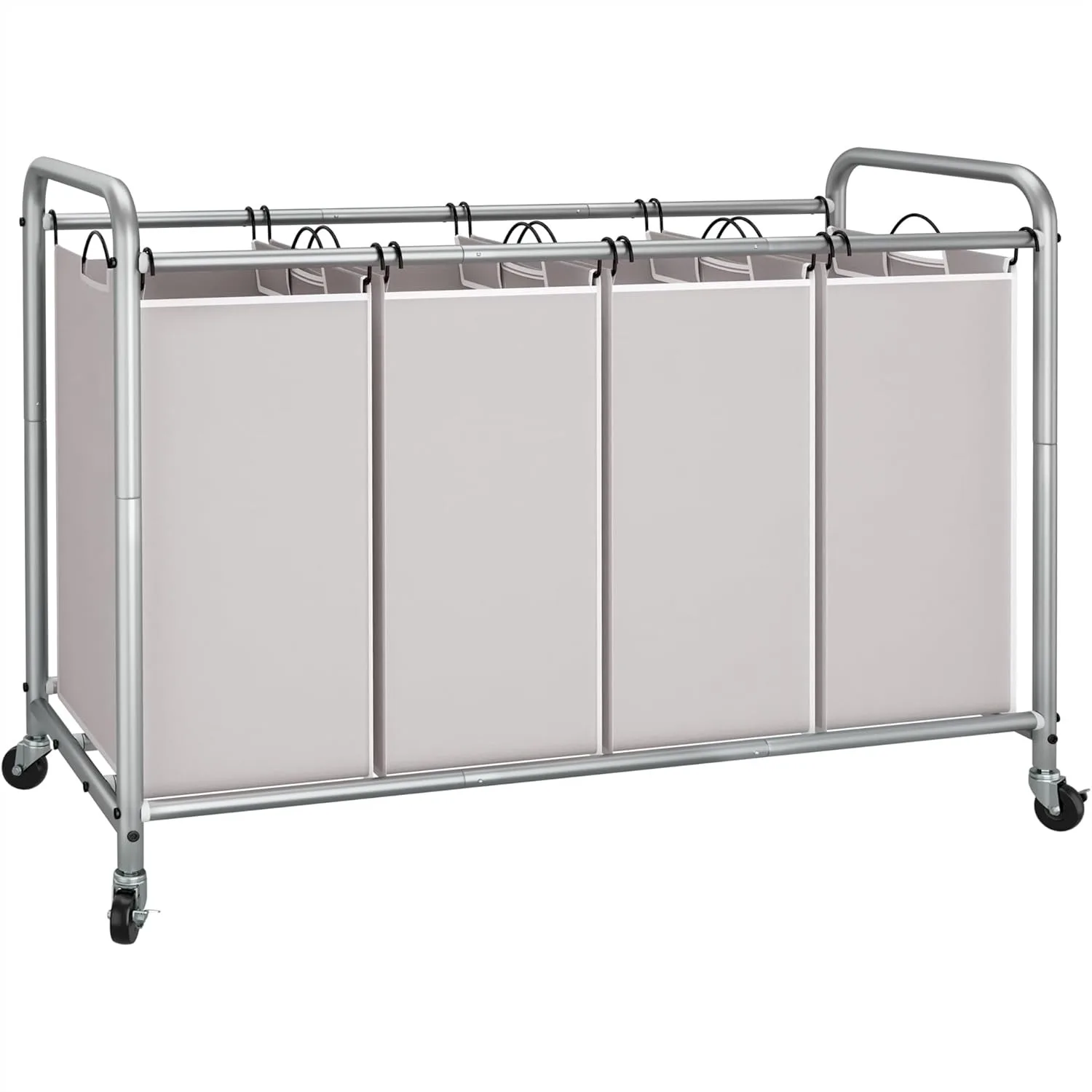 4 Section Laundry Sorter with Wheels, 47.5 Gal Clothes Hamper Cart with Removable Bags, Gray
4 Section Laundry Sorter with Wheels, 47.5 Gal Clothes Hamper Cart with Removable Bags, Gray