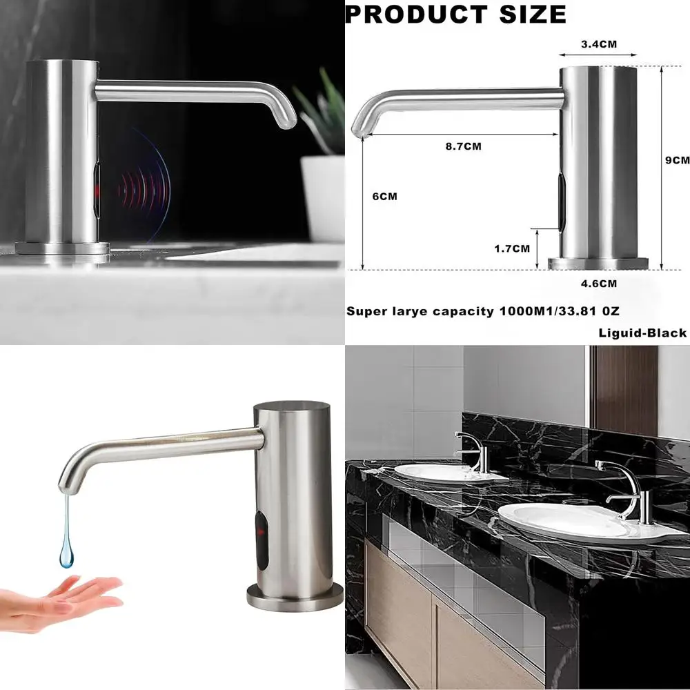 Touchless Automatic Liquid Soap Dispenser, 33.81oz/1000ml, Upgraded Infrared Sensor, Built-in Sink Dispenser for Smart Home Bath
Touchless Automatic Liquid Soap Dispenser, 33.81oz/1000ml, Upgraded Infrared Sensor, Built-in Sink Dispenser for Smart Home Bath
